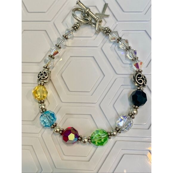 Multi Color Crystal Bracelet with Cross Charm #christian #cross #faith #handmade - Picture 1 of 6